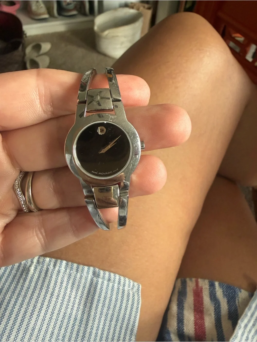 Movado Amorosa Women's Stainless Steel Bangle Watch, Needs battery